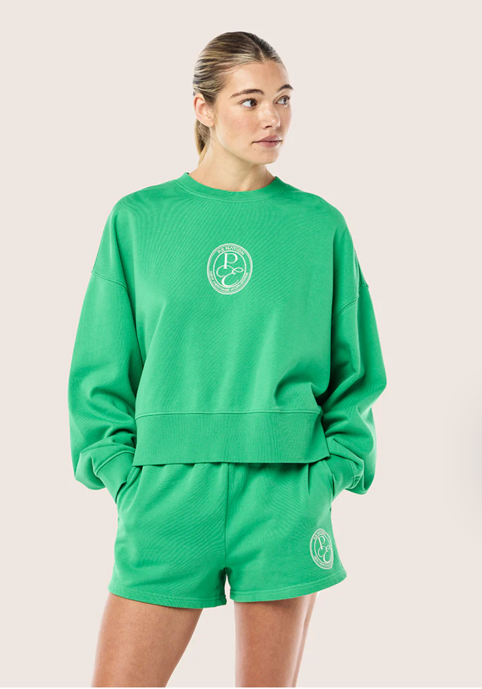 P.E. NATION EXPOSITION SWEAT IN WASHED KELLY GREEN