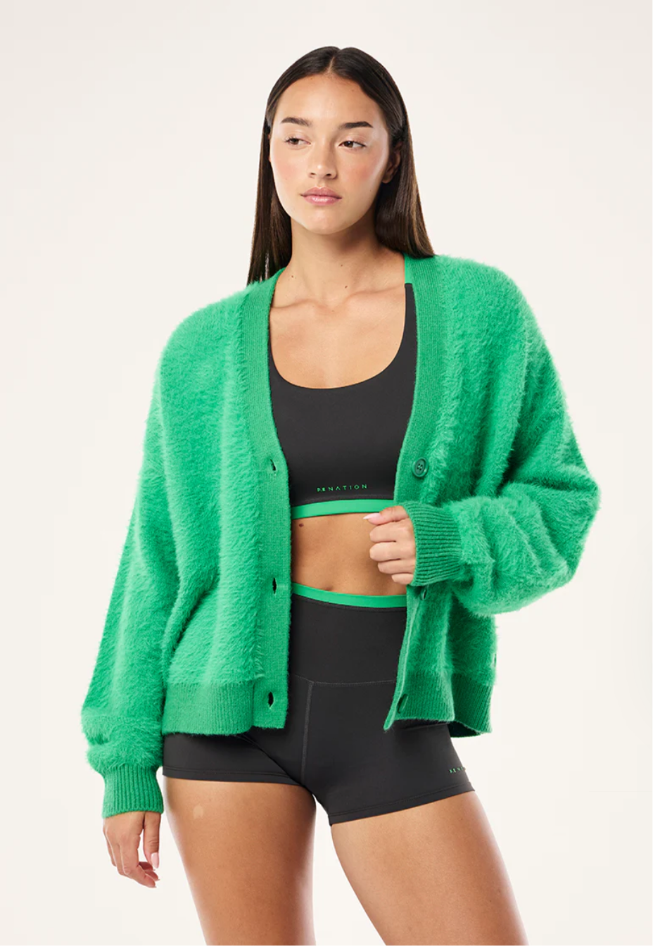 P.E. NATION GREENPOINT KNIT CARDIGAN IN KELLY GREEN