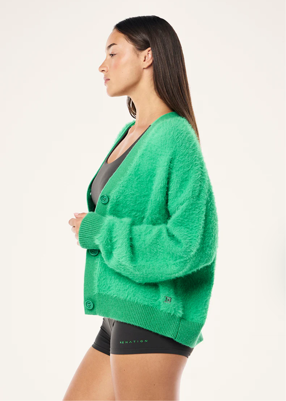 P.E. NATION GREENPOINT KNIT CARDIGAN IN KELLY GREEN