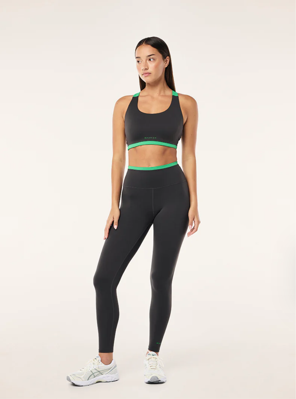 P.E. NATION VITA FULL LENGTH LEGGING IN CAVIAR & KELLY GREEN