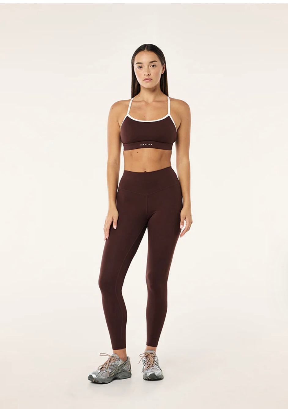 P.E. NATION SIGNATURE SPORTS BRA IN MAHOGANY