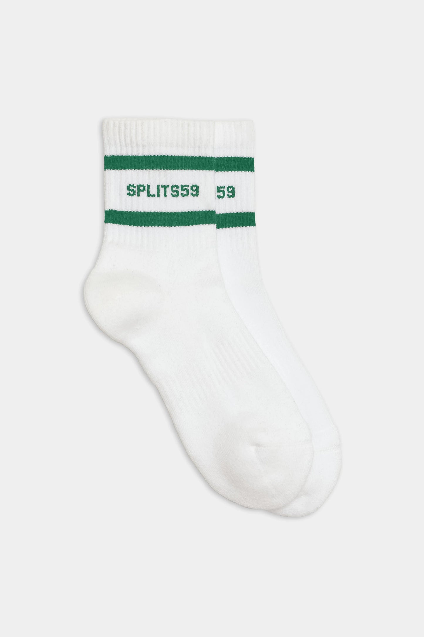 SPLITS59 LOGO STRIPE QUARTER SOCKS WHITE/ARUGULA