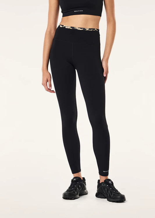 P.E. NATION VITA FULL LENGTH LEGGING IN BLACK & LEOPARD