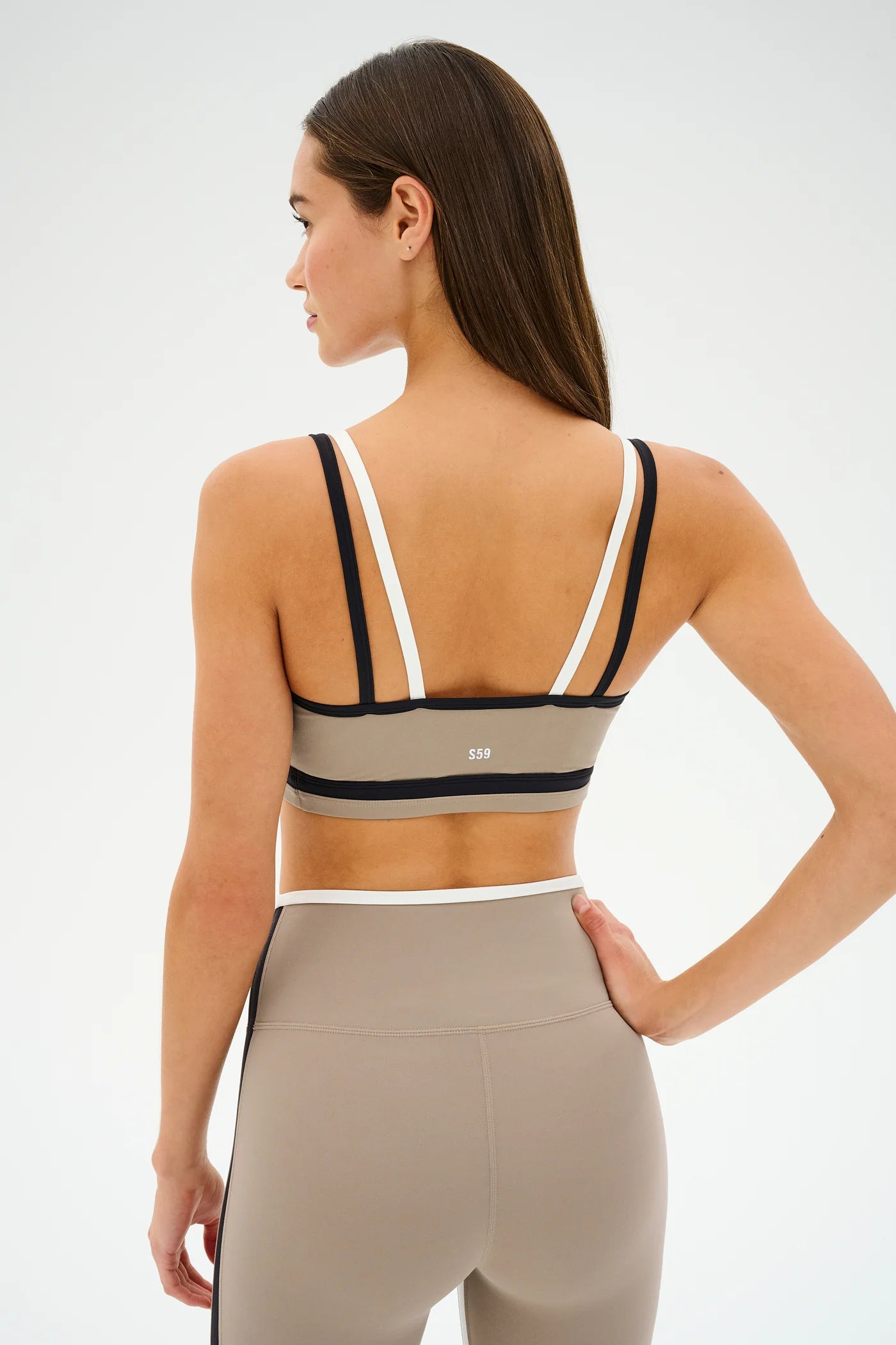 SPLITS59 EVA RIGOR DOUBLE STRAP BRA LATTE/BLACK