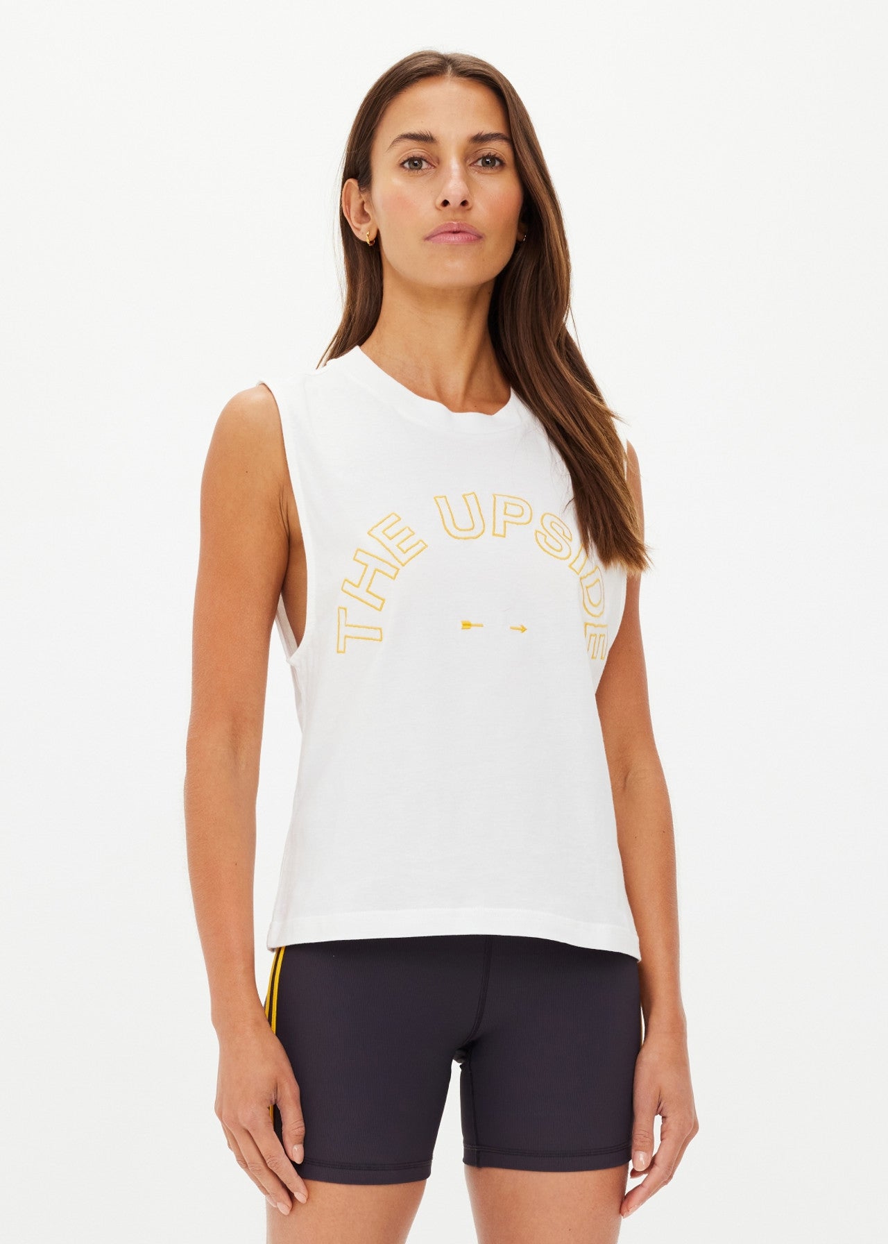 THE UPSIDE DAWSON LOGO TANK TOP IN WHITE