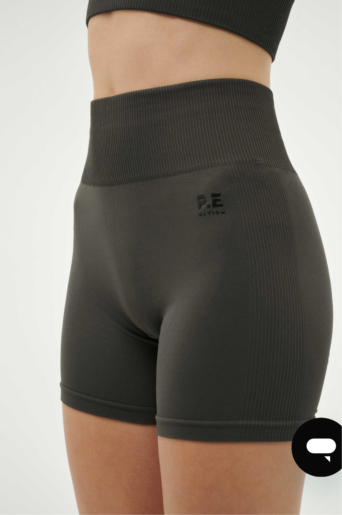 P.E. NATION RESTORE SEAMLESS 5" BIKE SHORT IN GUNMETAL