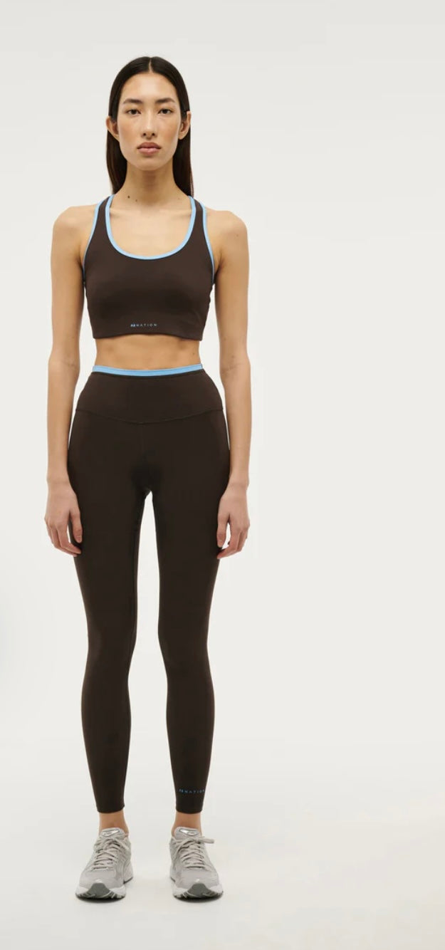 P.E. NATION STELLAR SPORTS BRA IN COFFEE