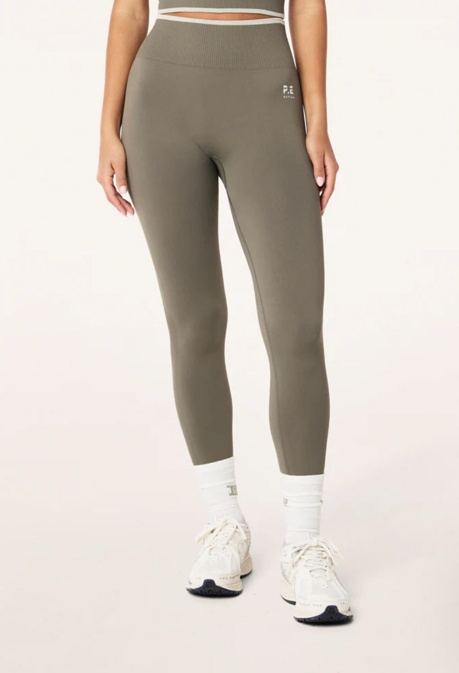 P.E. NATION RESTORE SEAMLESS LEGGING IN KHAKI