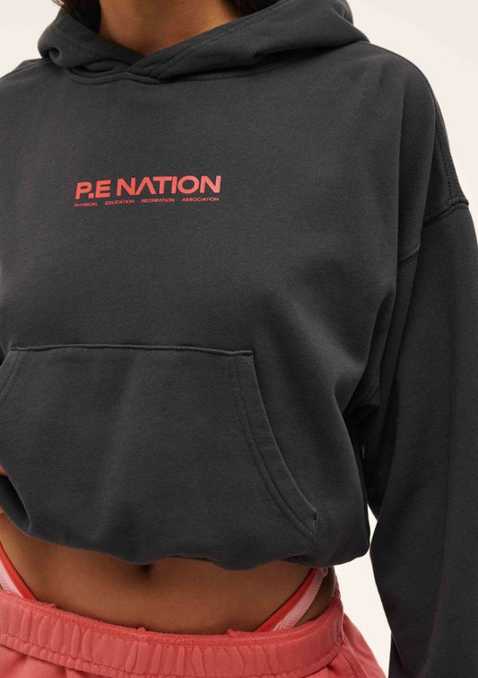 P.E. NATION TRANSITION HOODIE IN WASHED EBONY