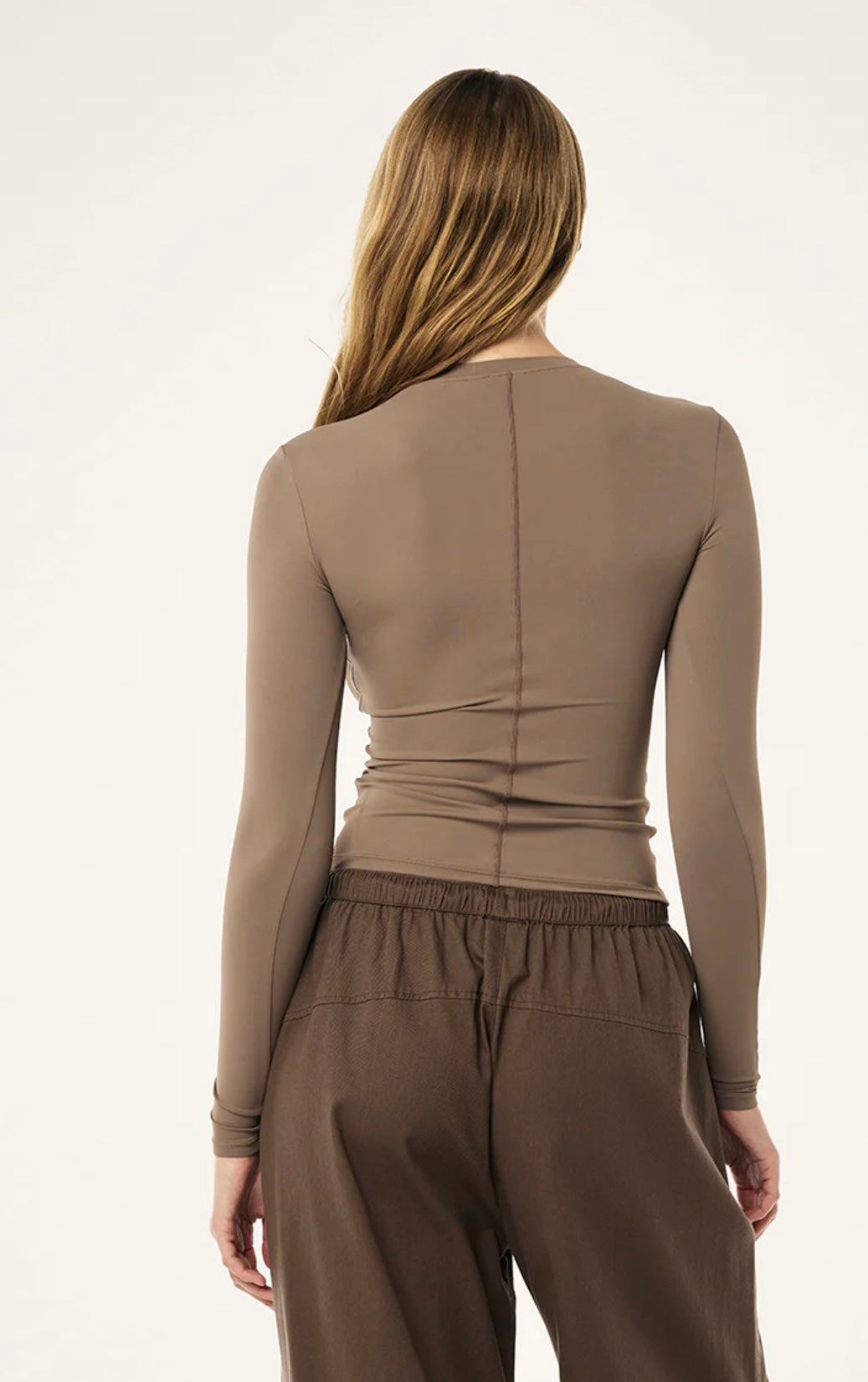 P.E. NATION FOUNDATION LONG SLEEVE TOP IN WALNUT