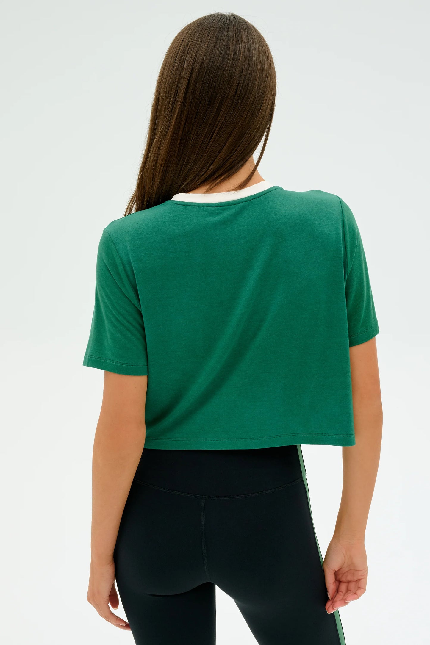 SPLITS59 DJUNA CROP RINGER ARUGULA/WHITE