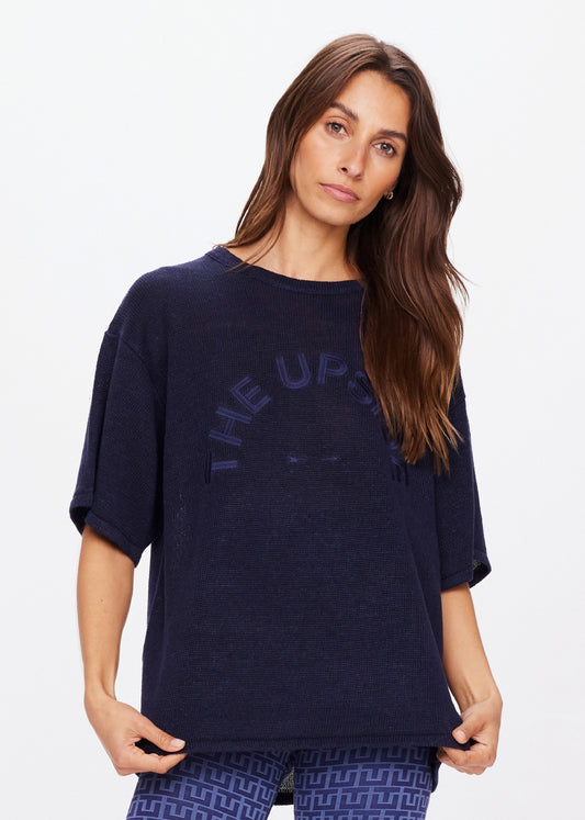 THE UPSIDE KNITTED SAMMI TEE IN NAVY