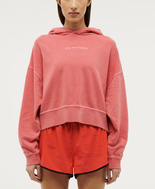 P.E. NATION TRANSITION HOODIE IN WASHED POPPY RED