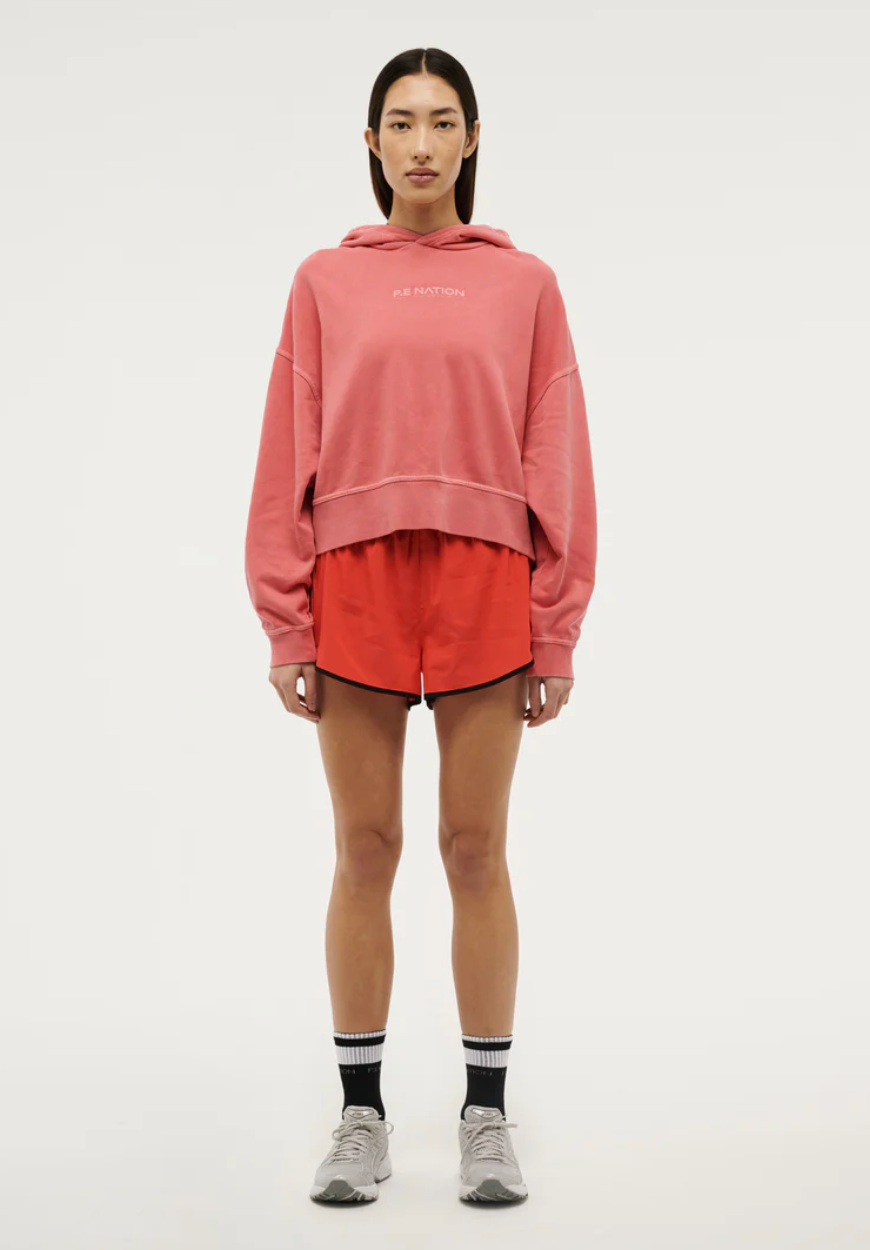 P.E. NATION TRANSITION HOODIE IN WASHED POPPY RED